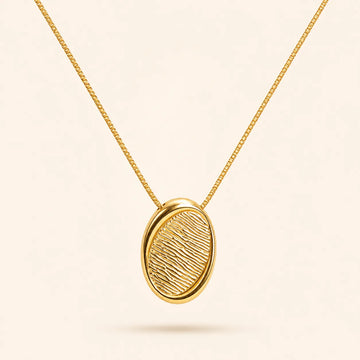 Etched Oval Pendant Necklace