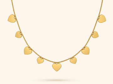 Golden Heart Cascade Necklace