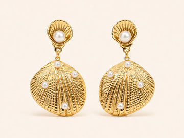 Golden Seashell Statement Earrings