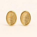Load image into Gallery viewer, Textured Oval Gold Stud Earrings