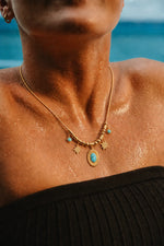 Load image into Gallery viewer, Turquoise Sun Charm Statement Necklace