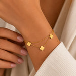 Load image into Gallery viewer, Golden Clover Layered Bracelet