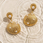 Load image into Gallery viewer, Golden Seashell Statement Earrings