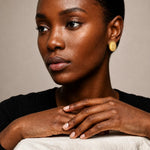 Load image into Gallery viewer, Textured Oval Gold Stud Earrings