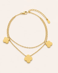 Golden Clover Layered Bracelet