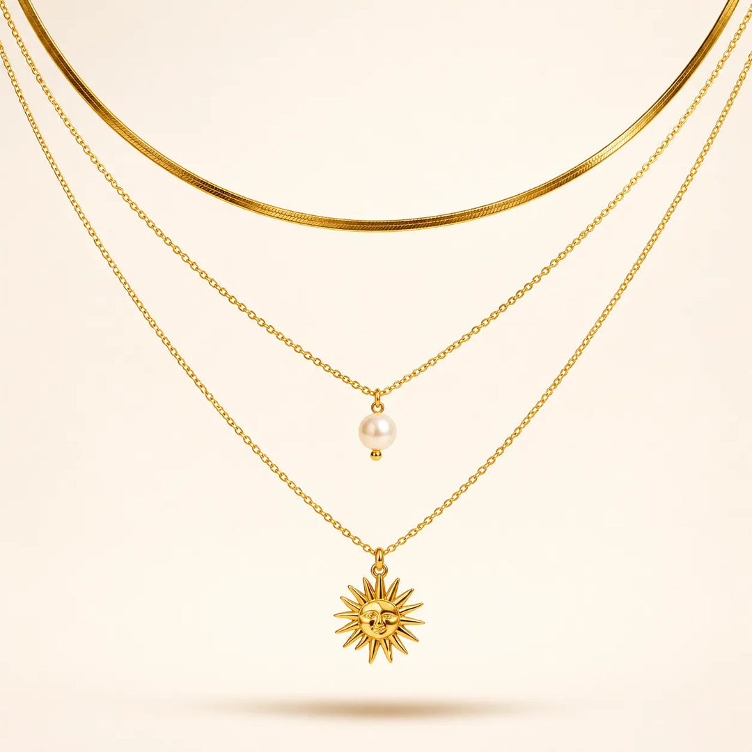 Solar Pearl Layered Necklace