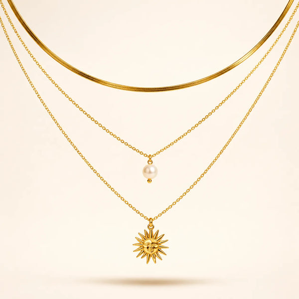 Solar Pearl Layered Necklace