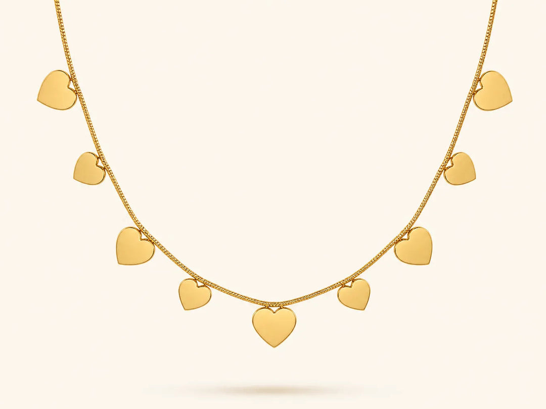 Golden Heart Cascade Necklace