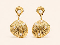 Golden Seashell Statement Earrings