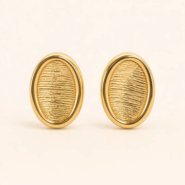 Textured Oval Gold Stud Earrings