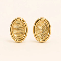 Textured Oval Gold Stud Earrings