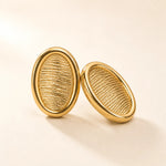 Load image into Gallery viewer, Textured Oval Gold Stud Earrings
