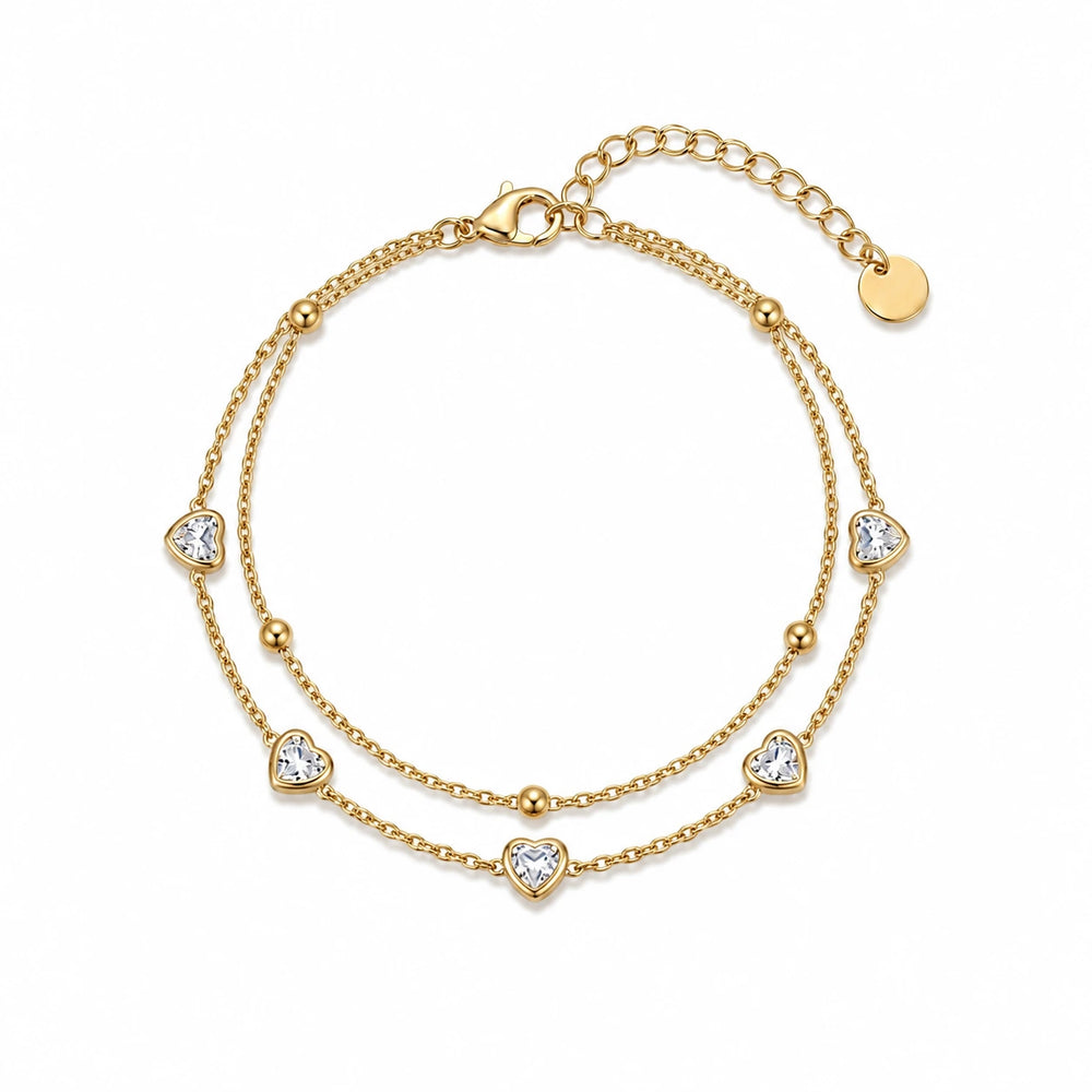 Crystal Heart Double-Layer Bracelet