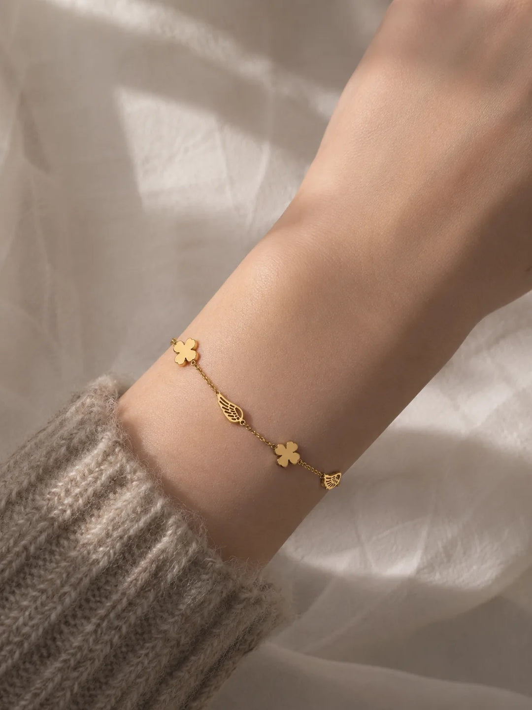 Clover & Wings Charm Bracelet