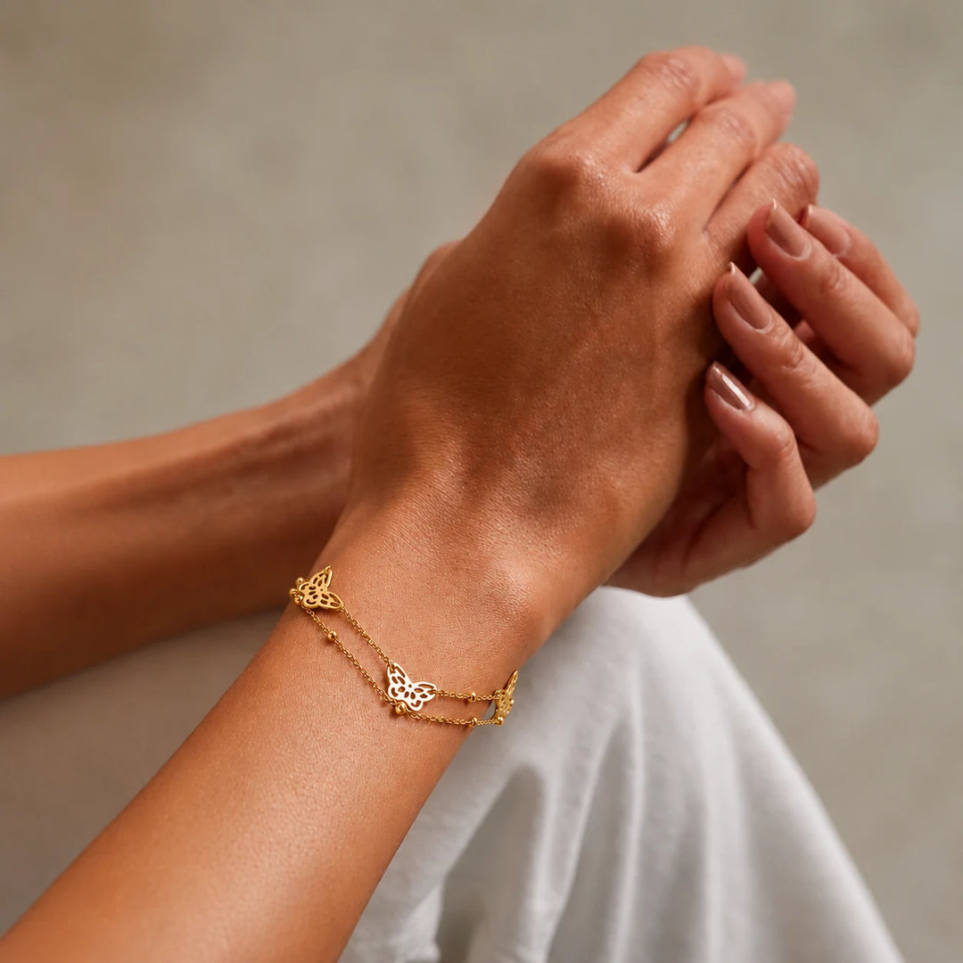 Butterfly Double-Chain Bracelet