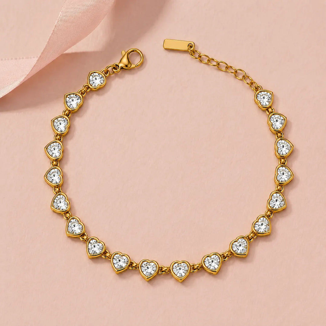 Crystal Heart Tennis Bracelet