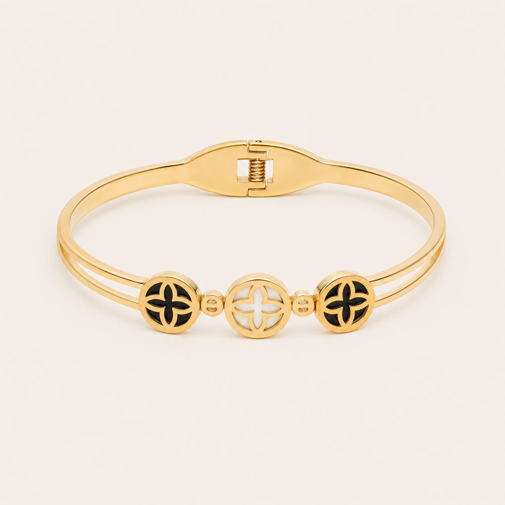 Circle Motif Gold Bangle