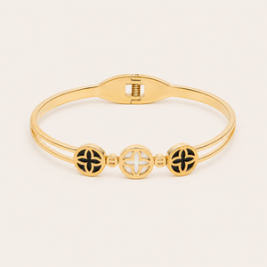 Circle Motif Gold Bangle