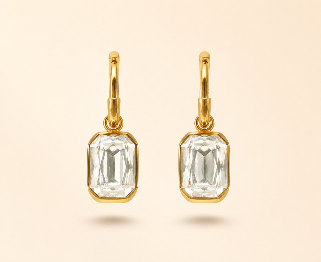 Baguette Stone Gold Earrings