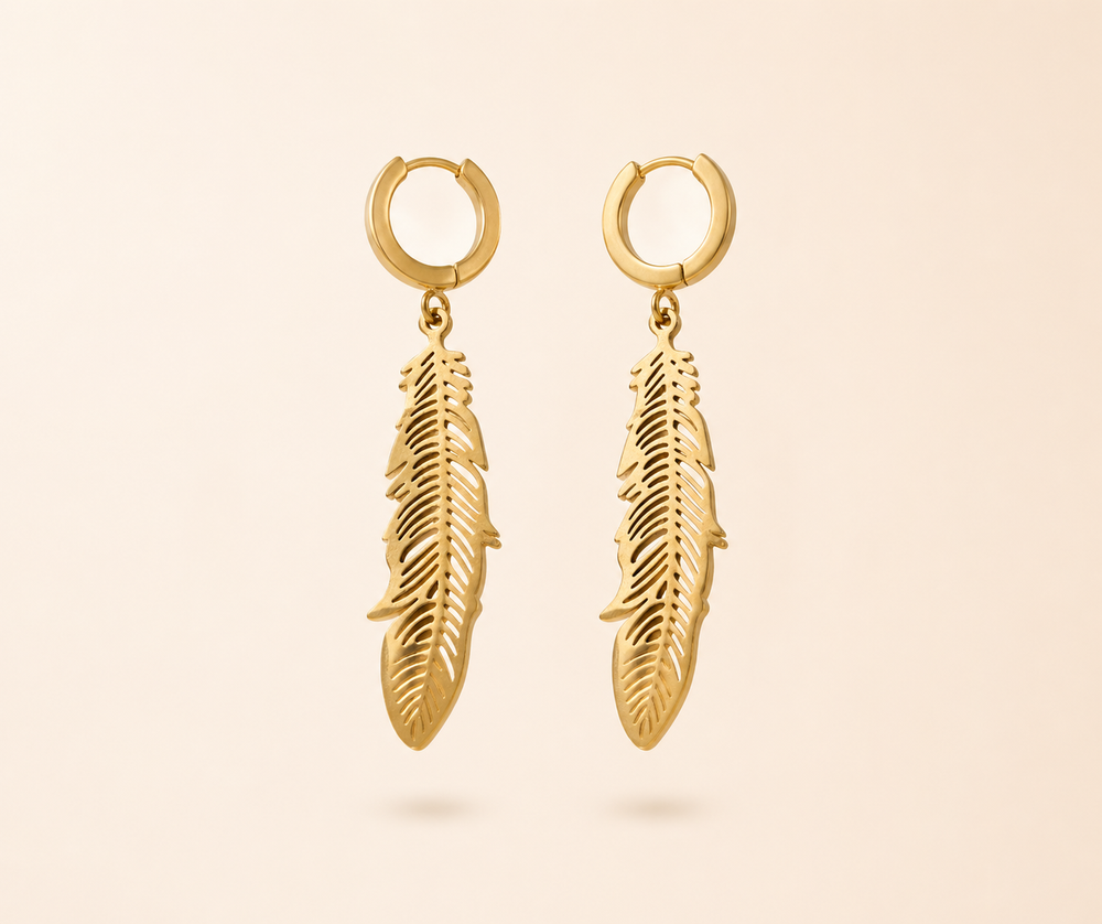 Dainty Feather Dangle Earrings