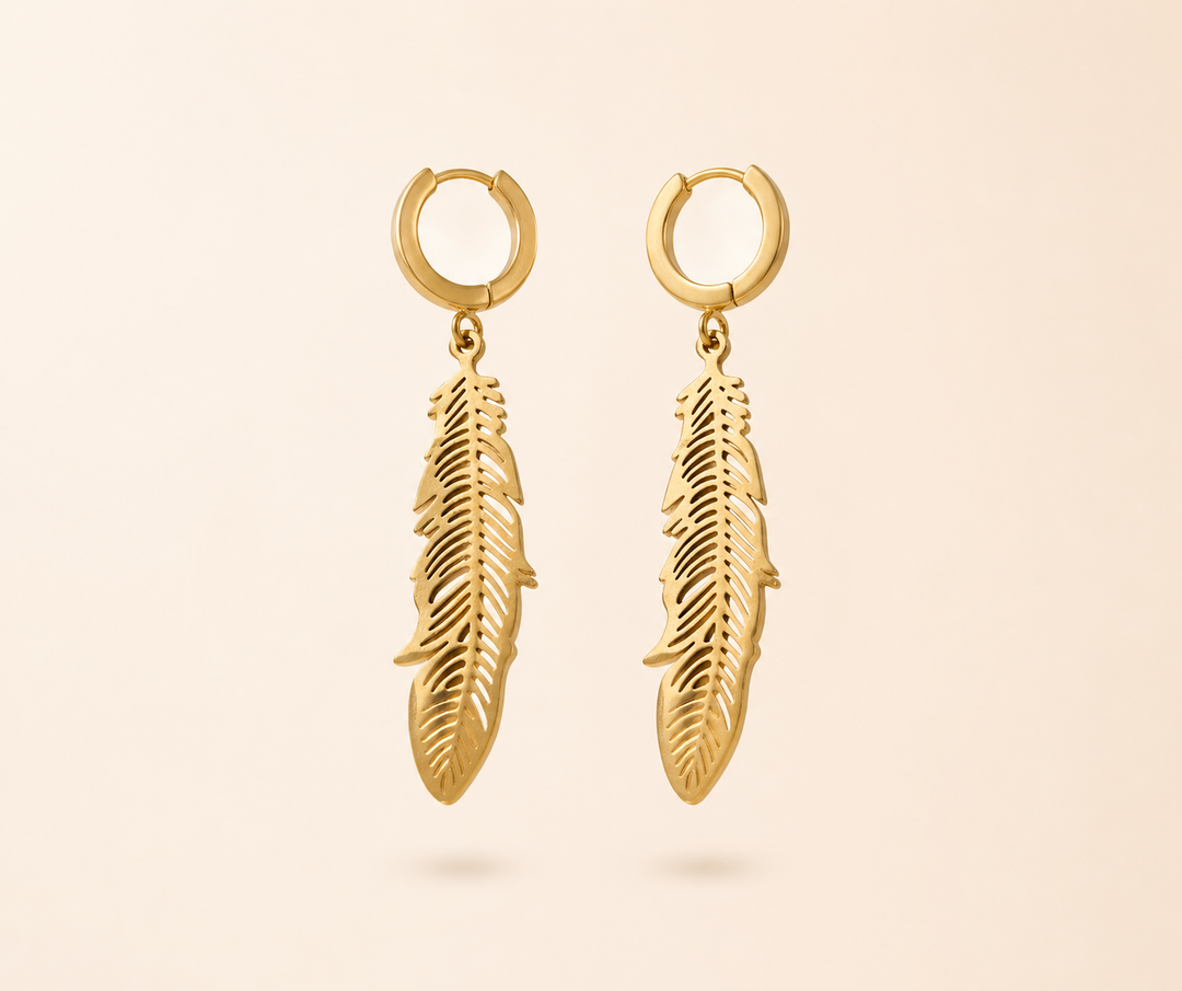 Dainty Feather Dangle Earrings