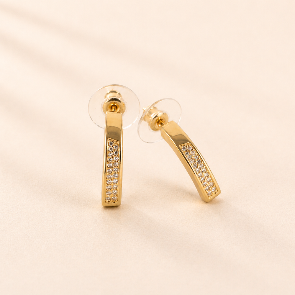 Bar Detail Gold Hoops
