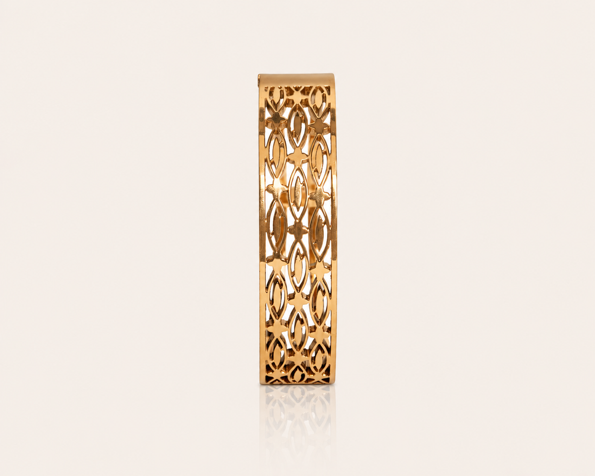 Lattice gold cuff bracelet