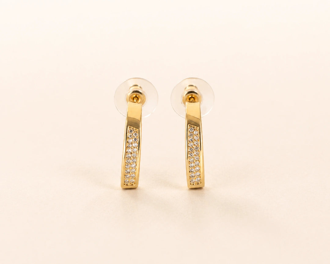 Bar Detail Gold Hoops