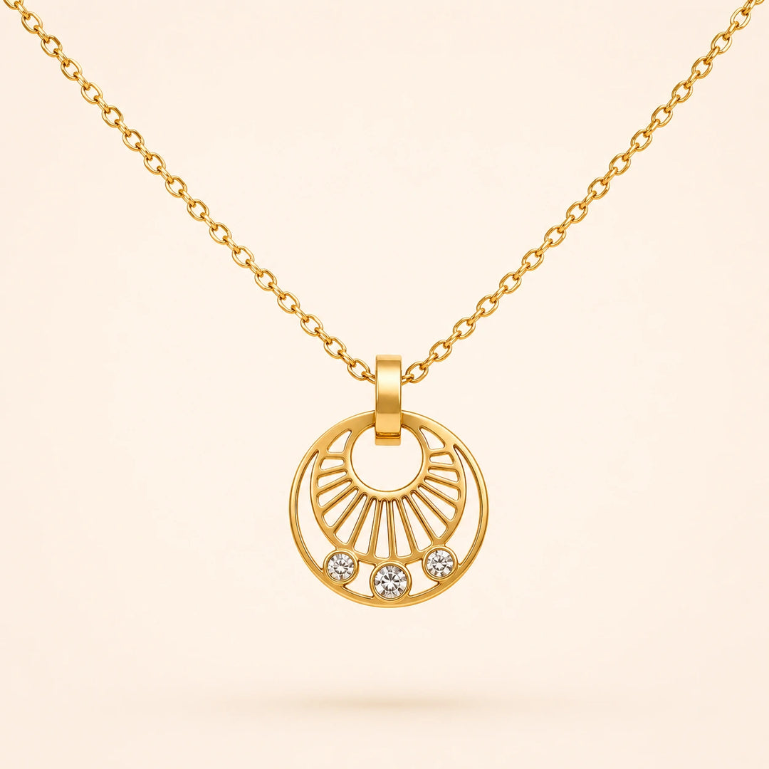 Sunburst Gold Pendant Necklace