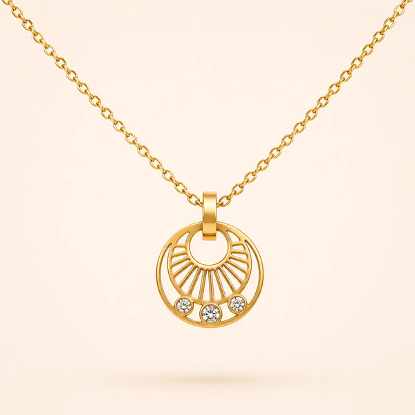 Sunburst Gold Pendant Necklace