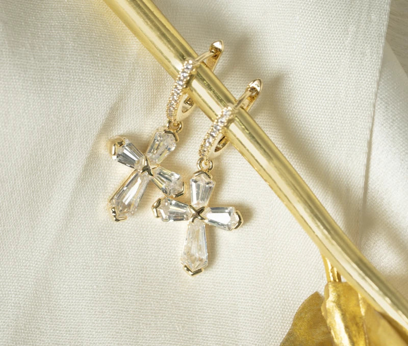 Cross Drop Earrings