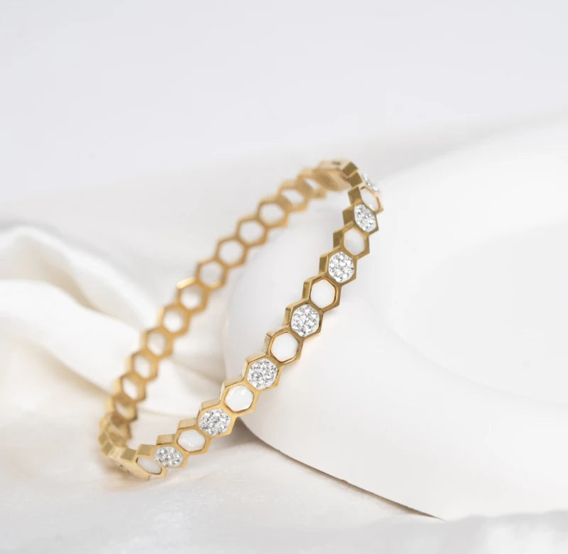 Hexagon stone bracelet