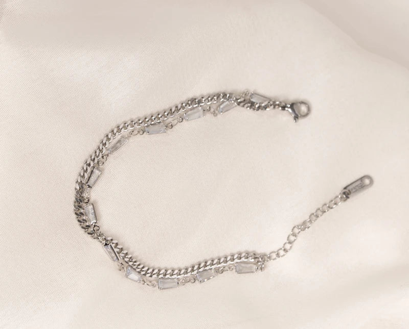 Mixed link silver bracelet