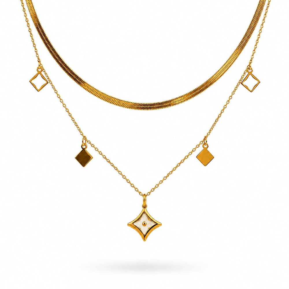 Geometric Drop Layered Necklace