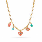 Load image into Gallery viewer, Evil Eye &amp; Heart Charm Necklace
