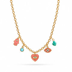 Evil Eye & Heart Charm Necklace