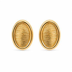 Textured Oval Gold Stud Earrings