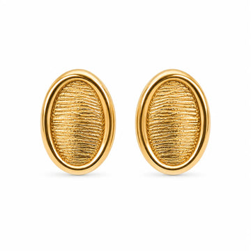 Textured Oval Gold Stud Earrings