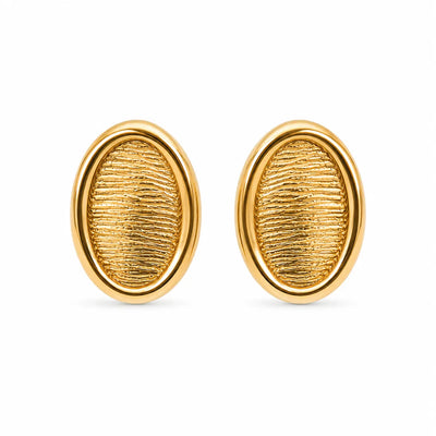 Textured Oval Gold Stud Earrings