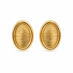 Textured Oval Gold Stud Earrings
