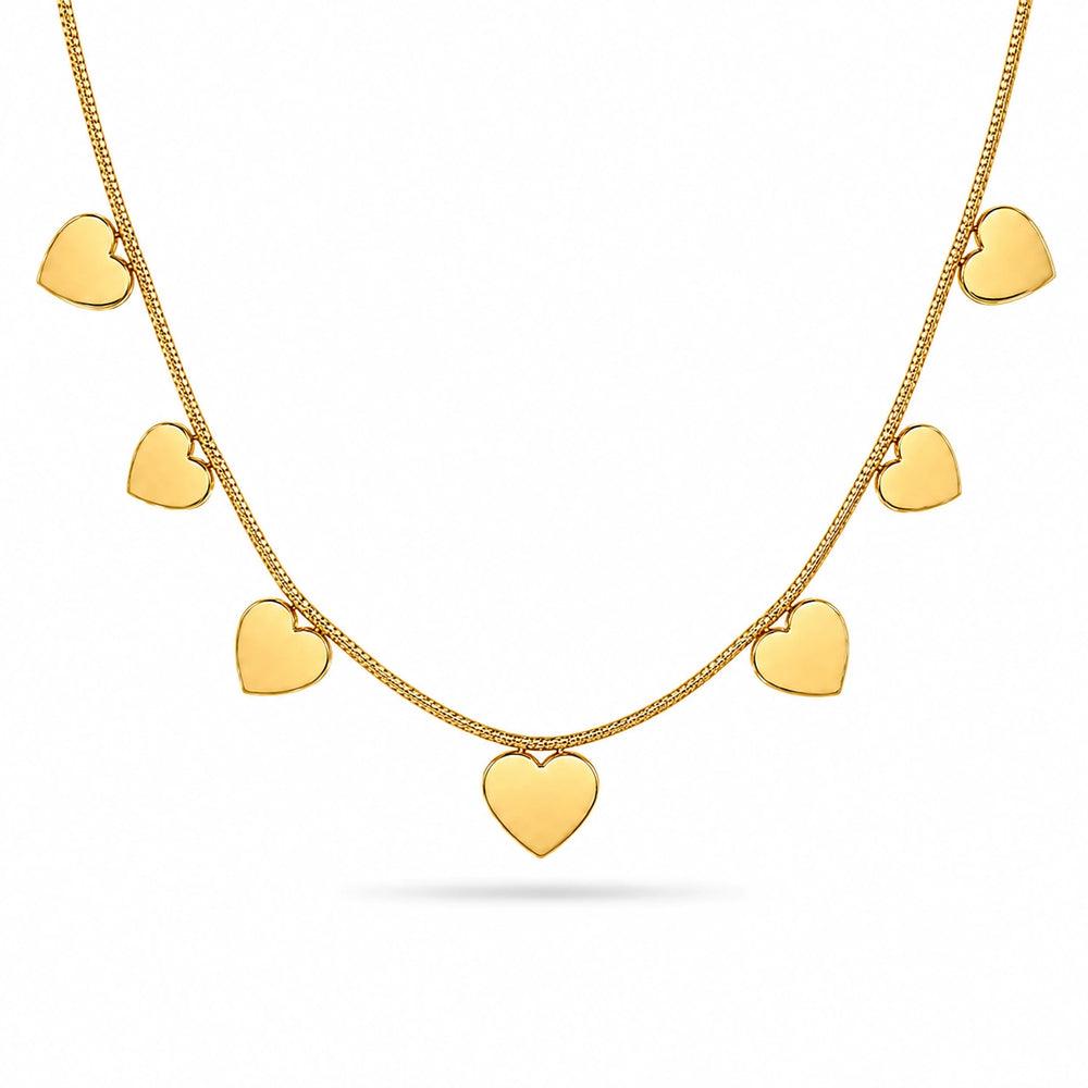 Golden Heart Cascade Necklace