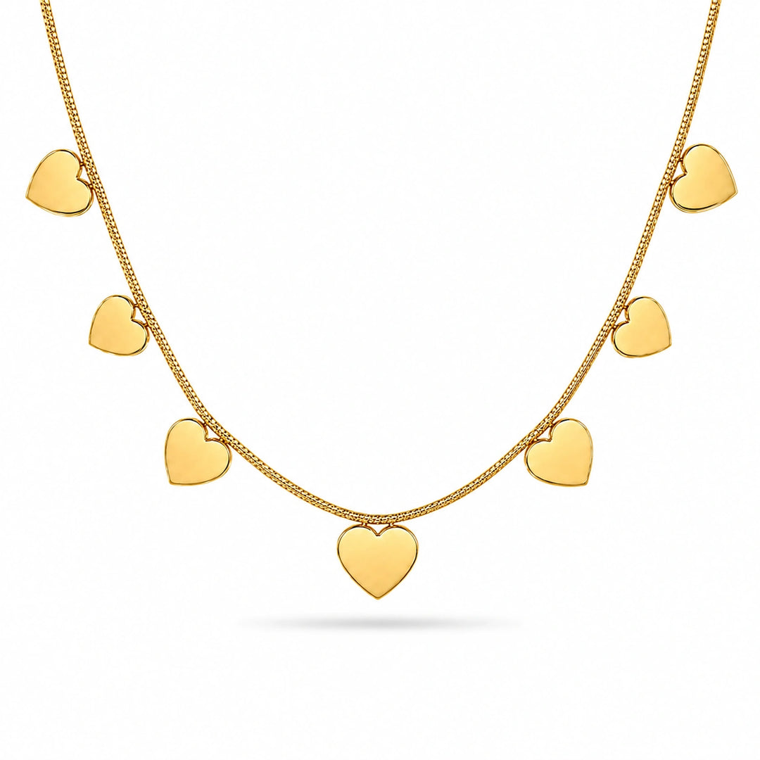 Golden Heart Cascade Necklace