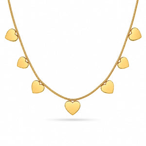 Golden Heart Cascade Necklace