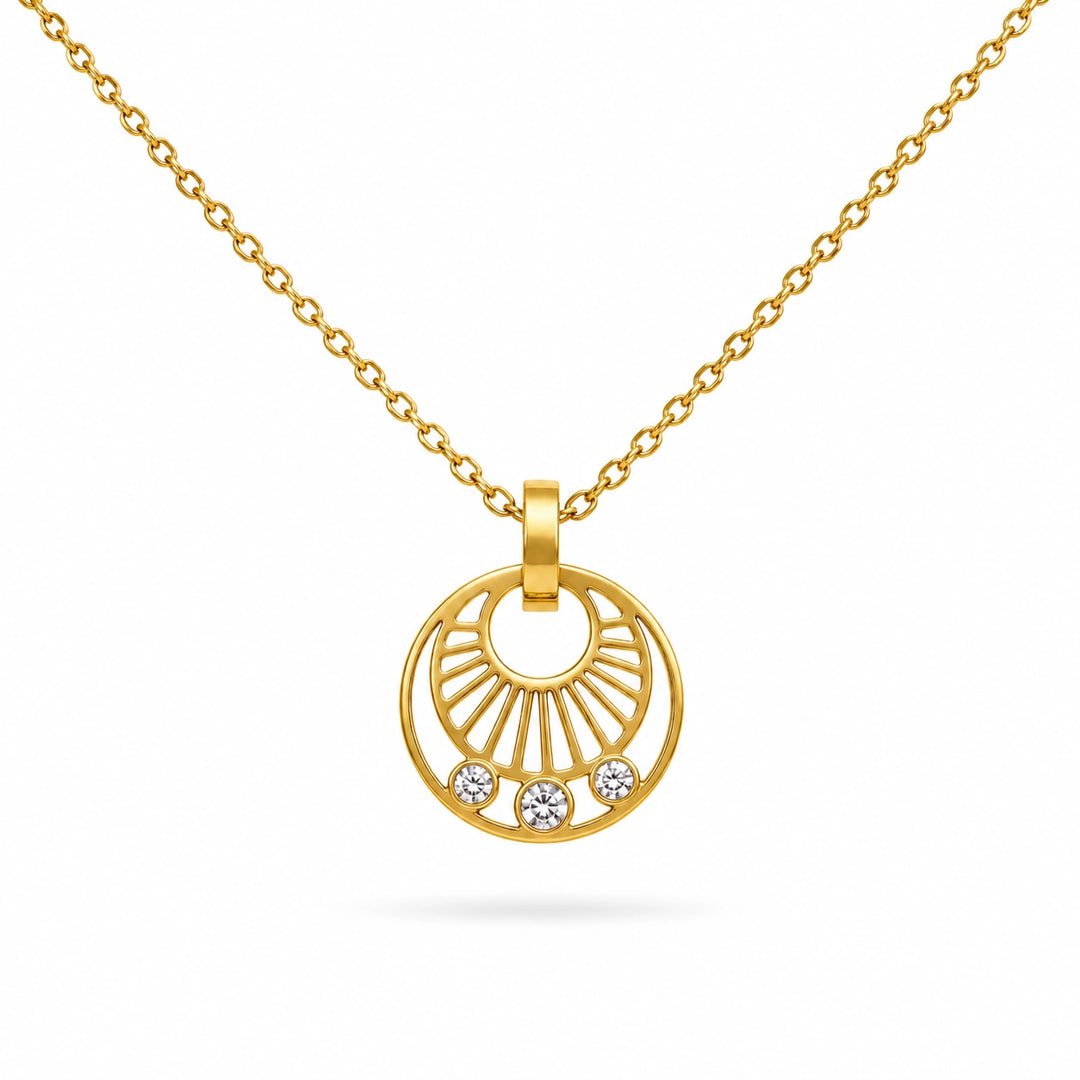 Sunburst Gold Pendant Necklace