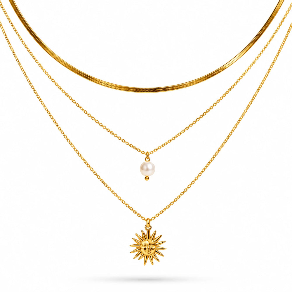 Solar Pearl Layered Necklace