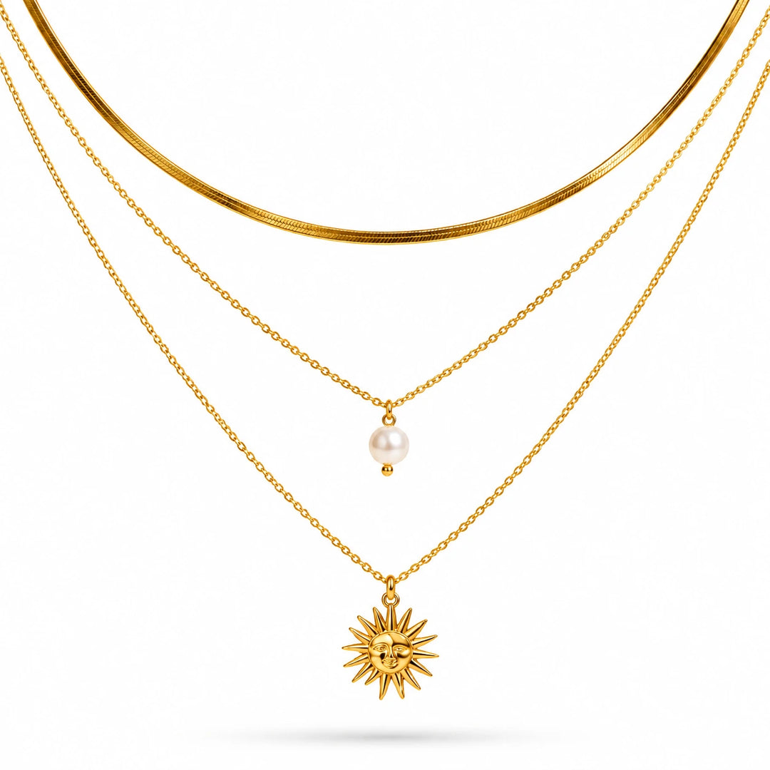Solar Pearl Layered Necklace