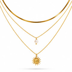 Solar Pearl Layered Necklace