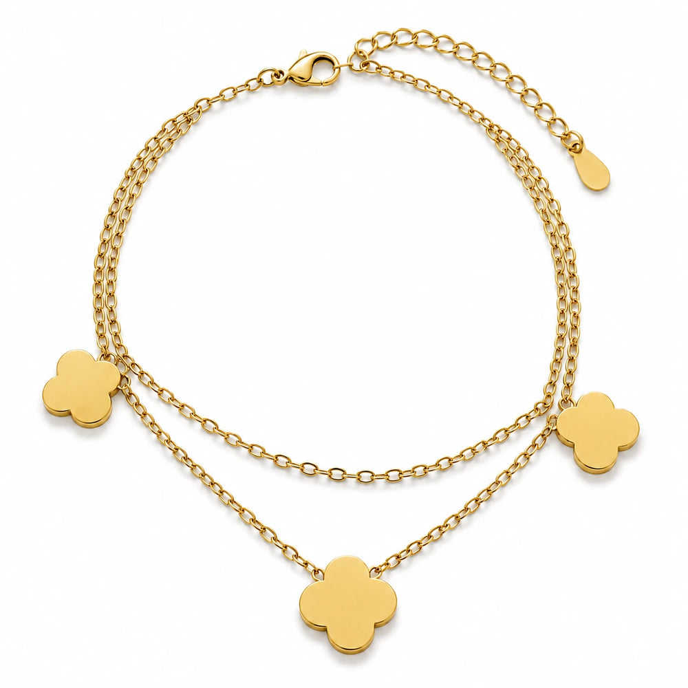 Golden Clover Layered Bracelet