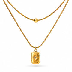 Gold Layered Necklace with Charm