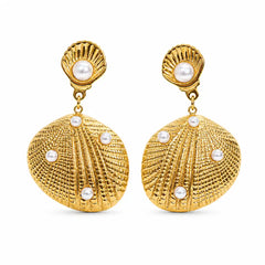 Golden Seashell Statement Earrings